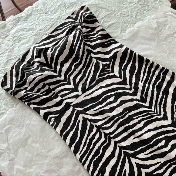 EUC VTG 90s L zebra stripe strapless dresss cotton/lycra side slits - Picture 7 of 16